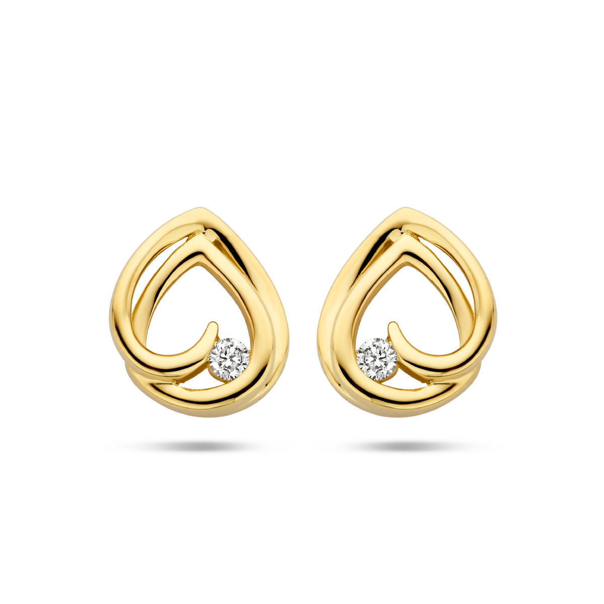 Oorknoppen diamant 0.05ct (2x0.025ct) h si 14k geelgoud
