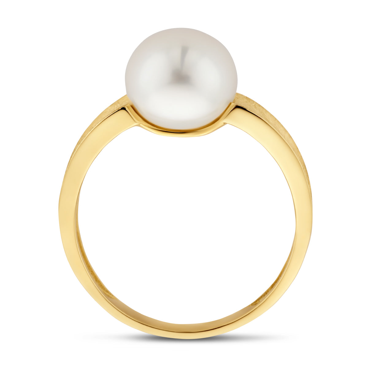 Ring parel gescratcht 14k geelgoud