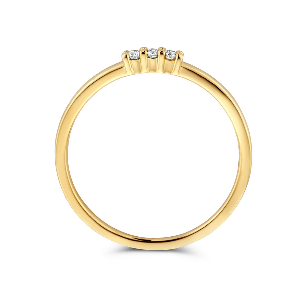 Ring trilogie diamant 0.05ct h si 14k geelgoud