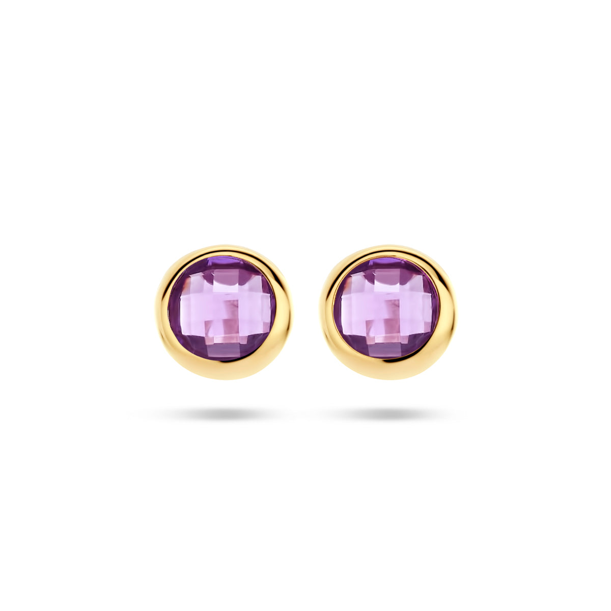 Oorknoppen amethist 14k geelgoud