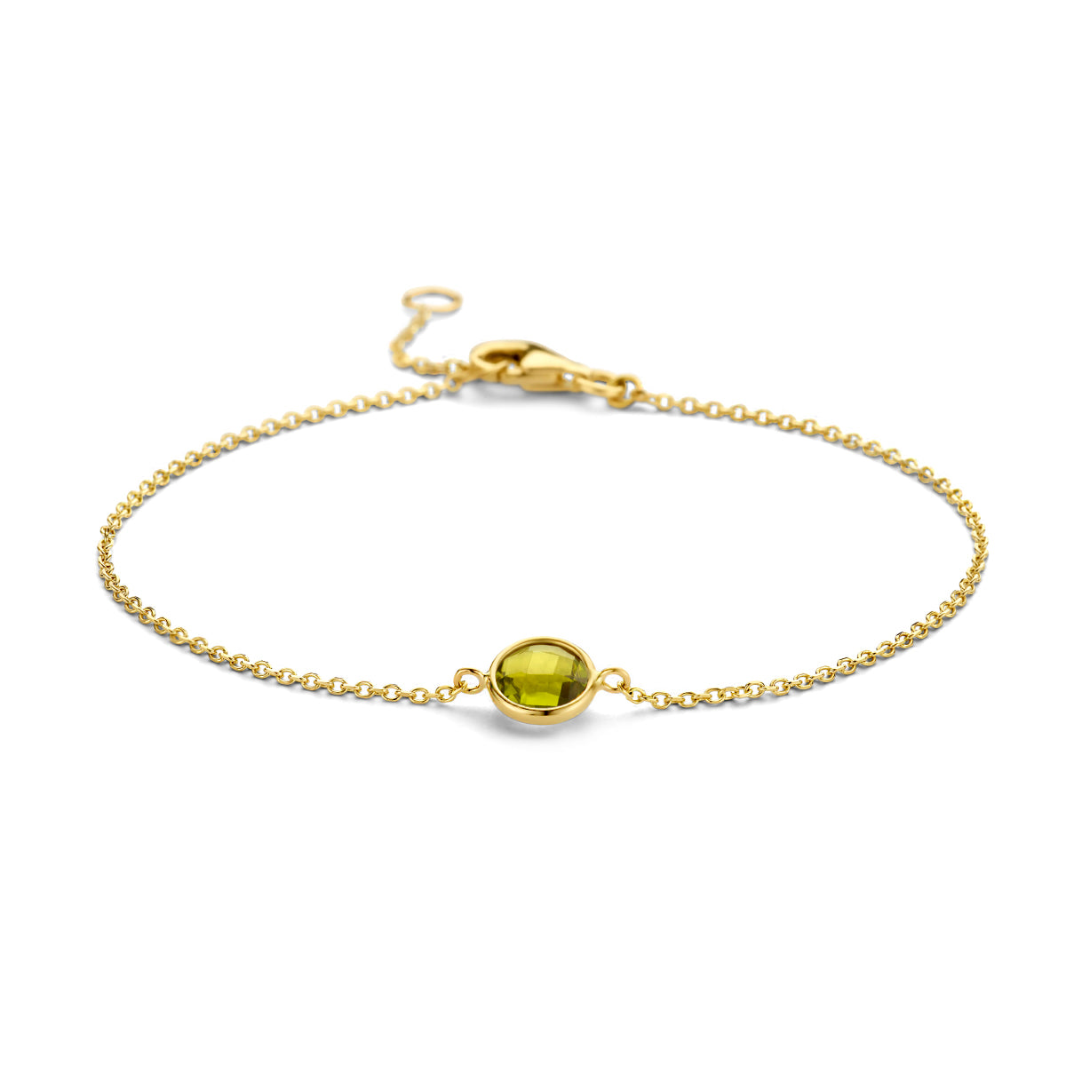 Armband peridot 16,5 - 19 cm 14k geelgoud