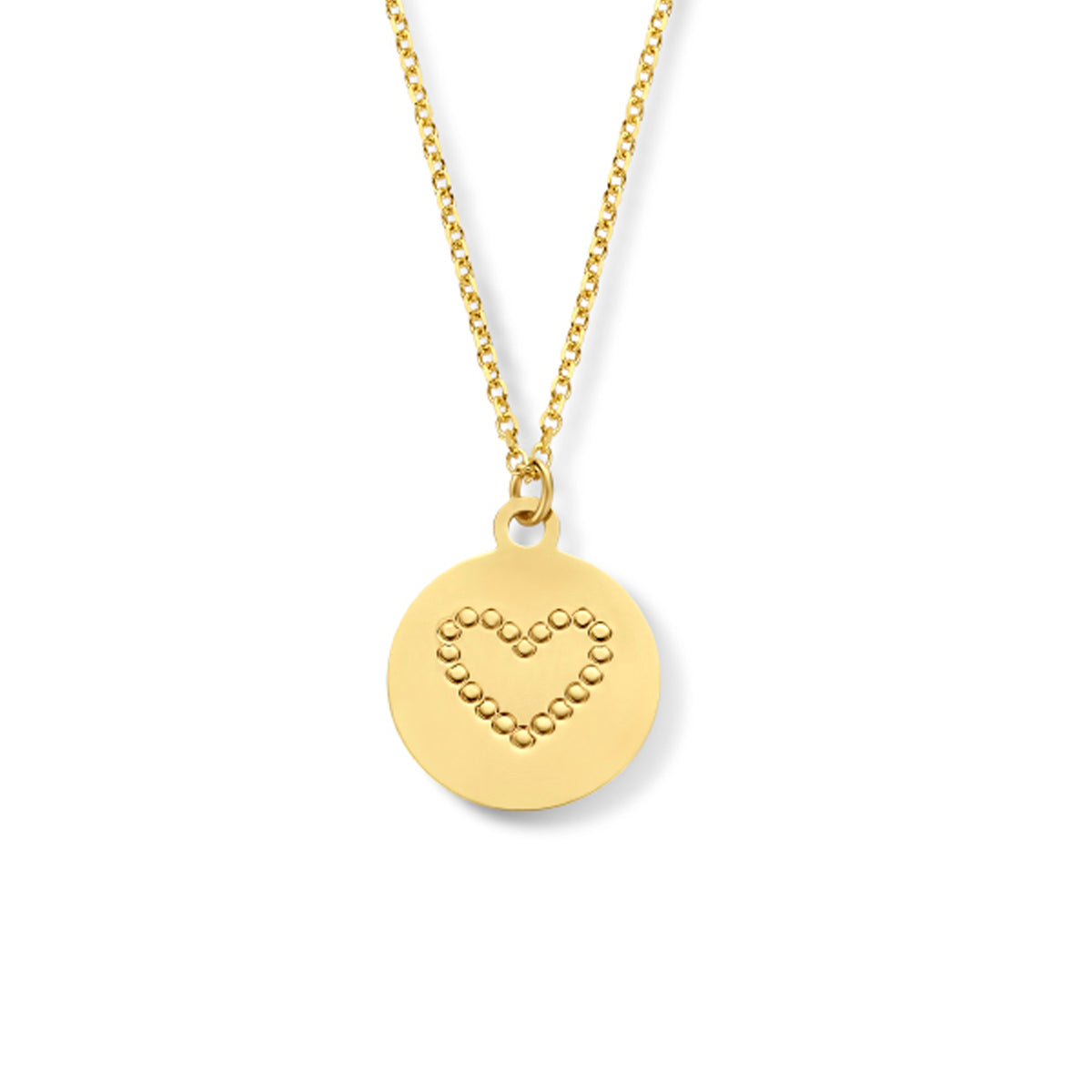 Collier hart rondje 42 - 45 cm 14k geelgoud