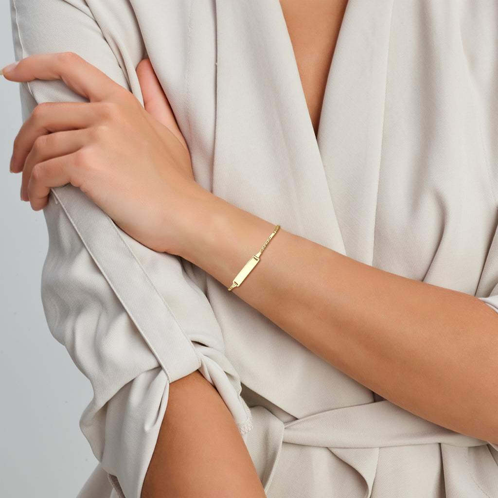 Graveerarmband plaat 5,0 mm 14k geelgoud