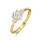 Ring trilogie zirkonia 14k geelgoud