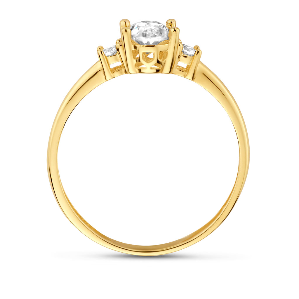 Ring trilogie zirkonia 14k geelgoud