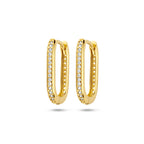 Klapoorringen paperclip zirkonia 14k geelgoud