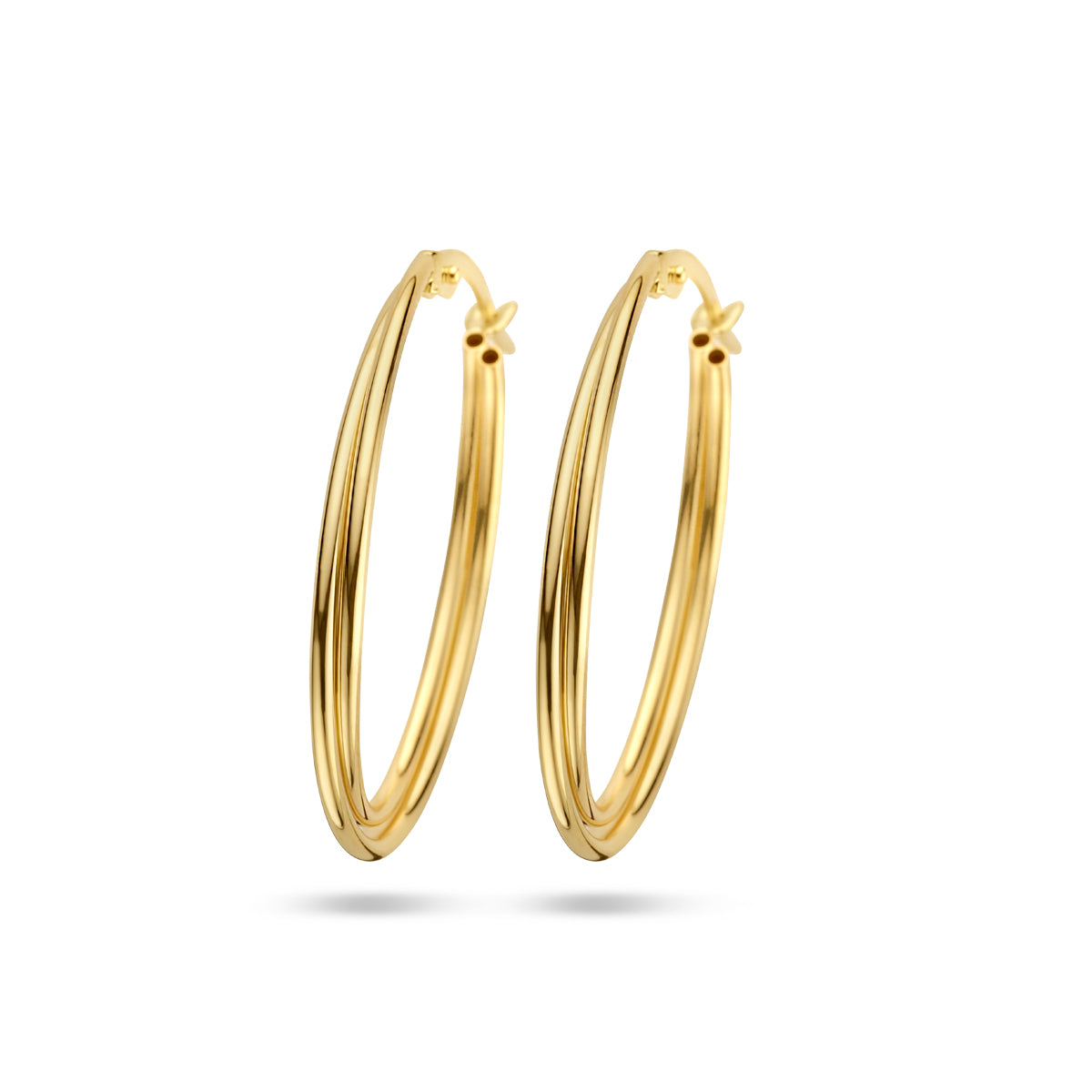 Oorringen ronde buis 14k geelgoud