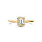 Ring zirkonia halo 14k geelgoud