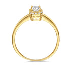 Ring zirkonia halo 14k geelgoud