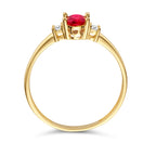 Ring trilogie rood en wit zirkonia 14k geelgoud