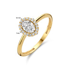 Ring zirkonia halo 14k geelgoud