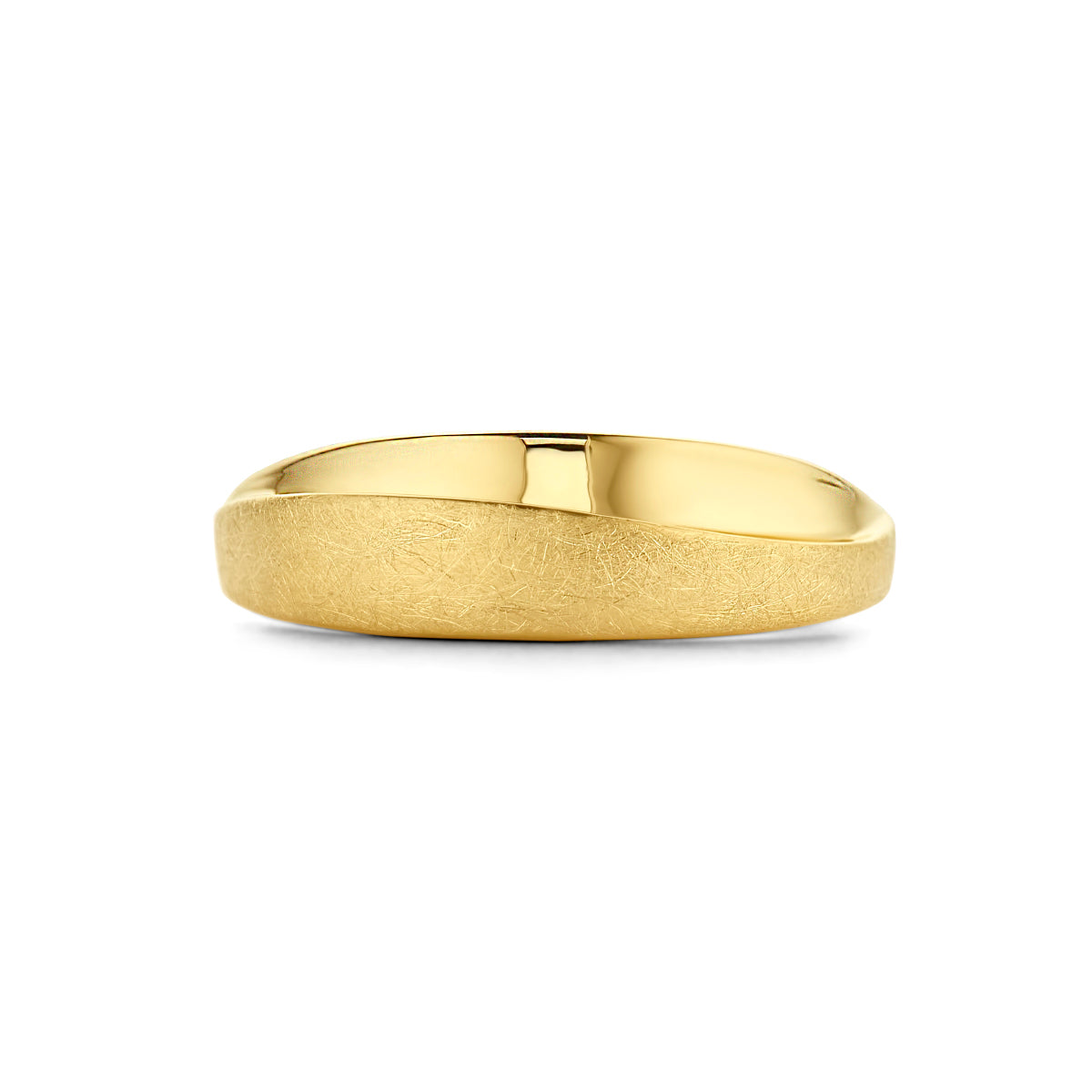 Ring poli/mat 14k geelgoud