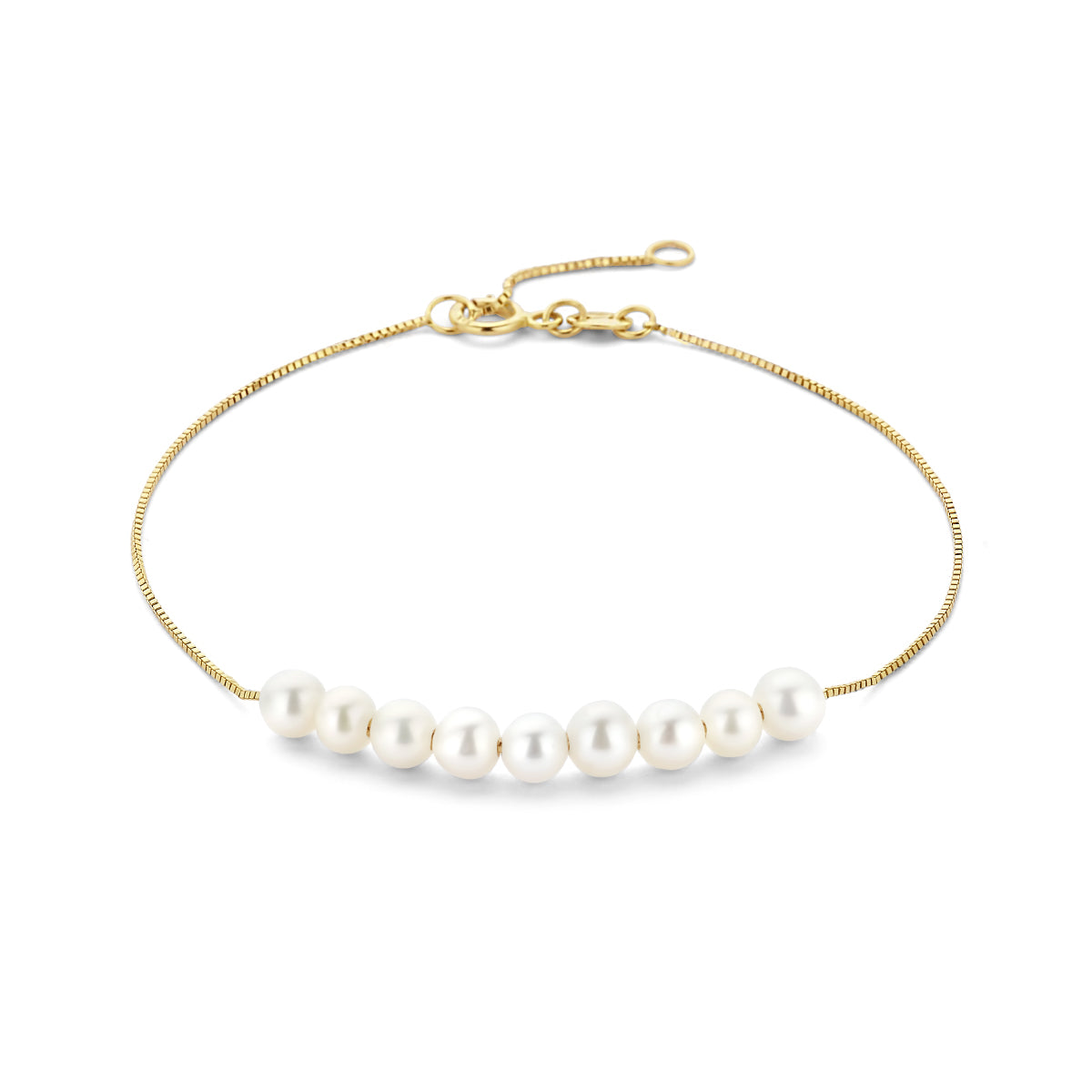 Armband parels 4,5 mm 16,5 - 18,5 cm 14k geelgoud