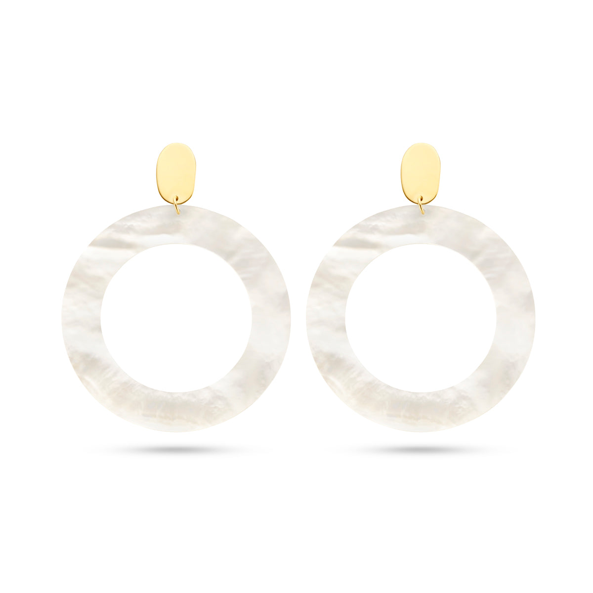 Oorhangers rondje parelmoer 14k geelgoud