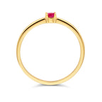 Ring met geboortesteen robijn juli 14k geelgoud