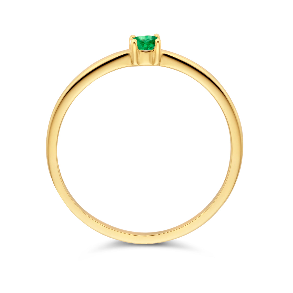 Ring met geboortesteen smaragd mei 14k geelgoud