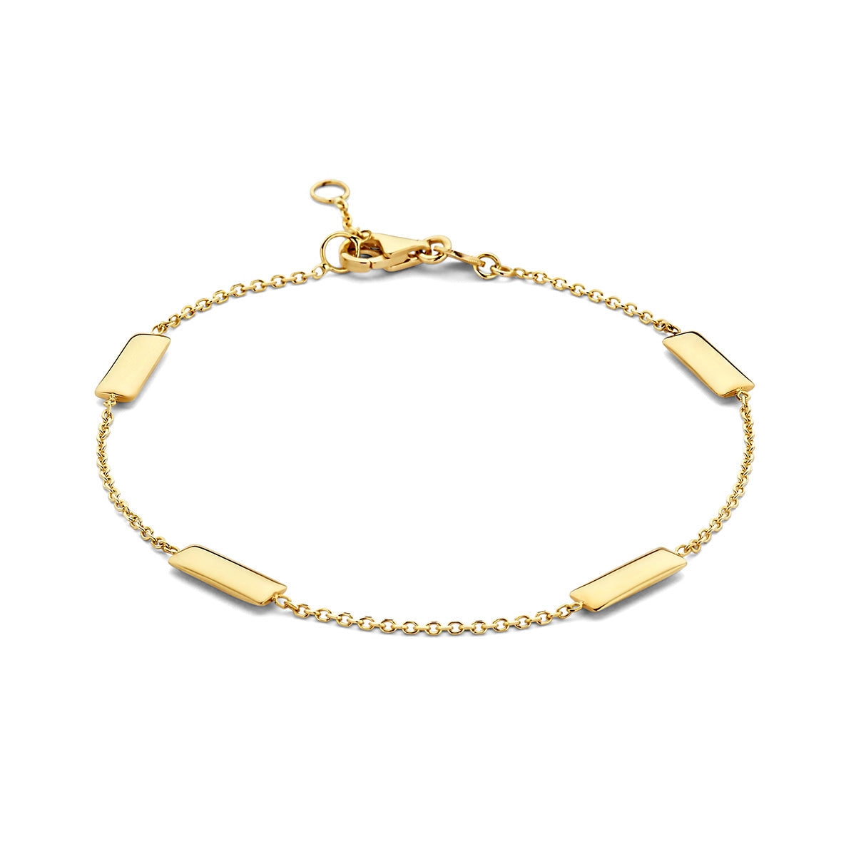 Armband staafjes 17 - 18,5 cm 14k geelgoud