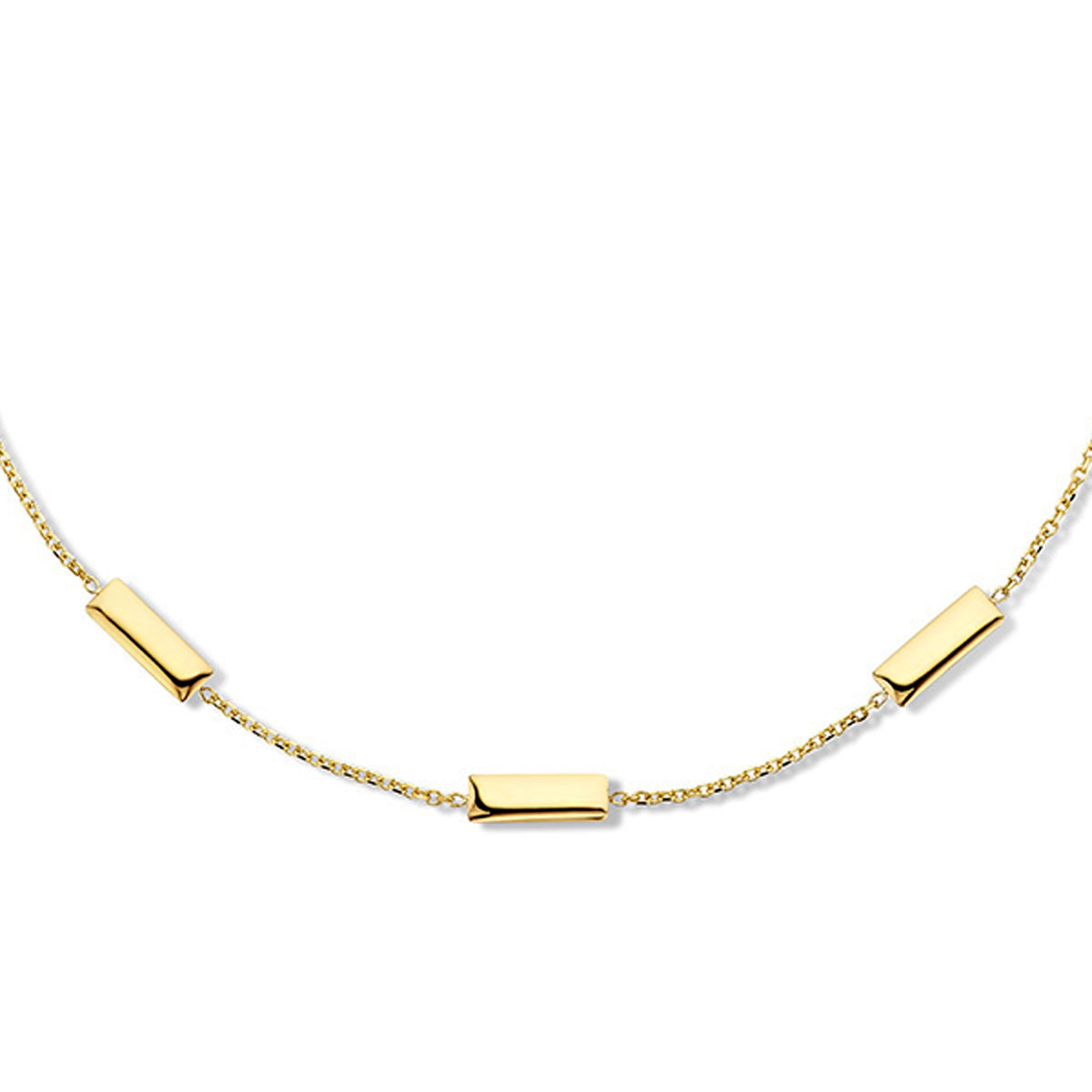 Collier staafjes 42 - 44 cm 14k geelgoud