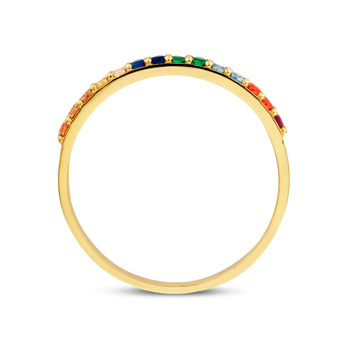 Ring regenboog zirkonia 14k geelgoud