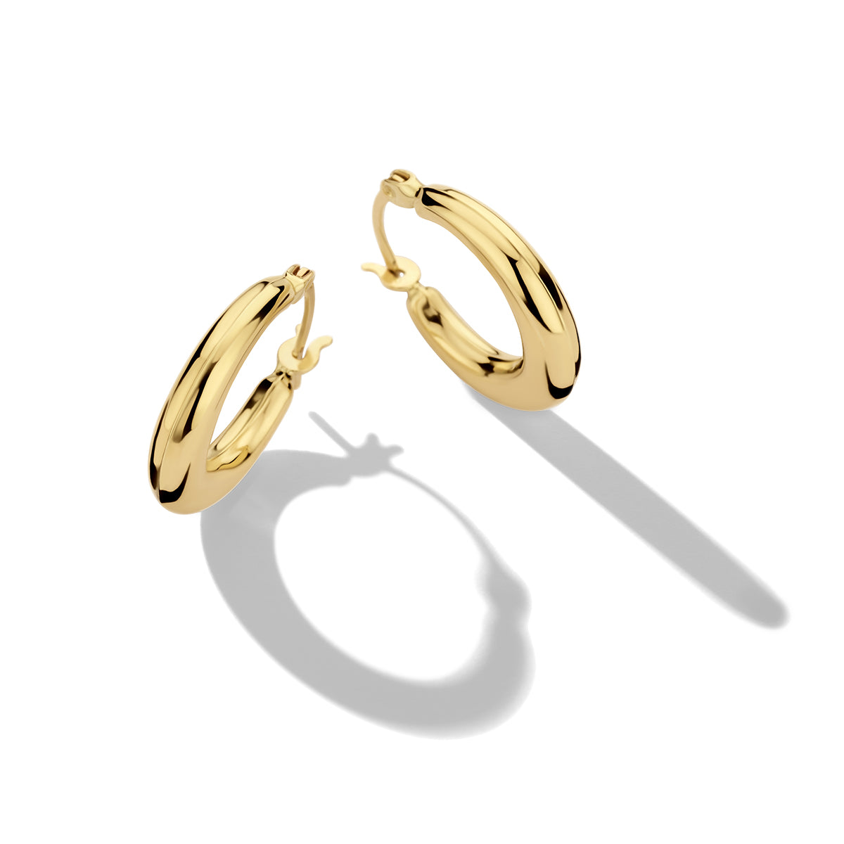 Oorringen 14 mm 14k geelgoud