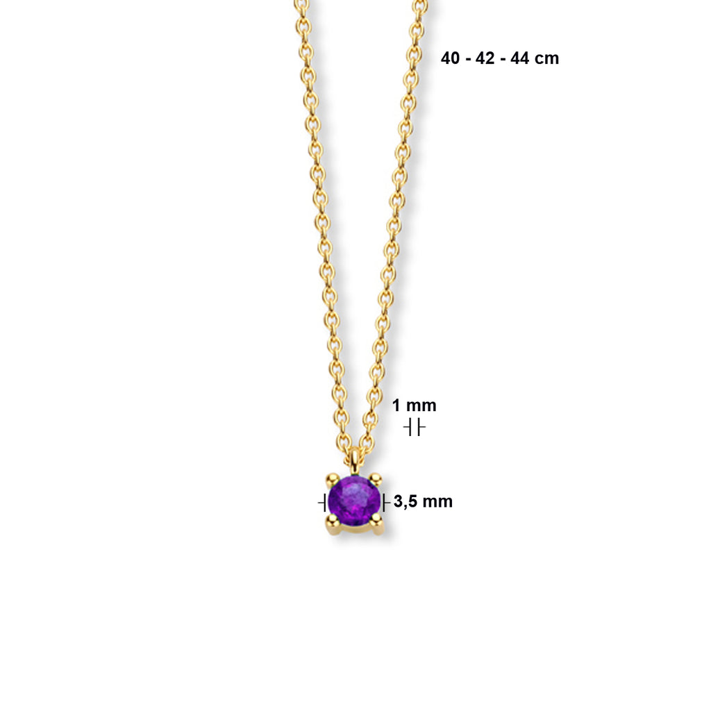 Collier met geboortesteen 40 - 42 - 44 cm 14k geelgoud