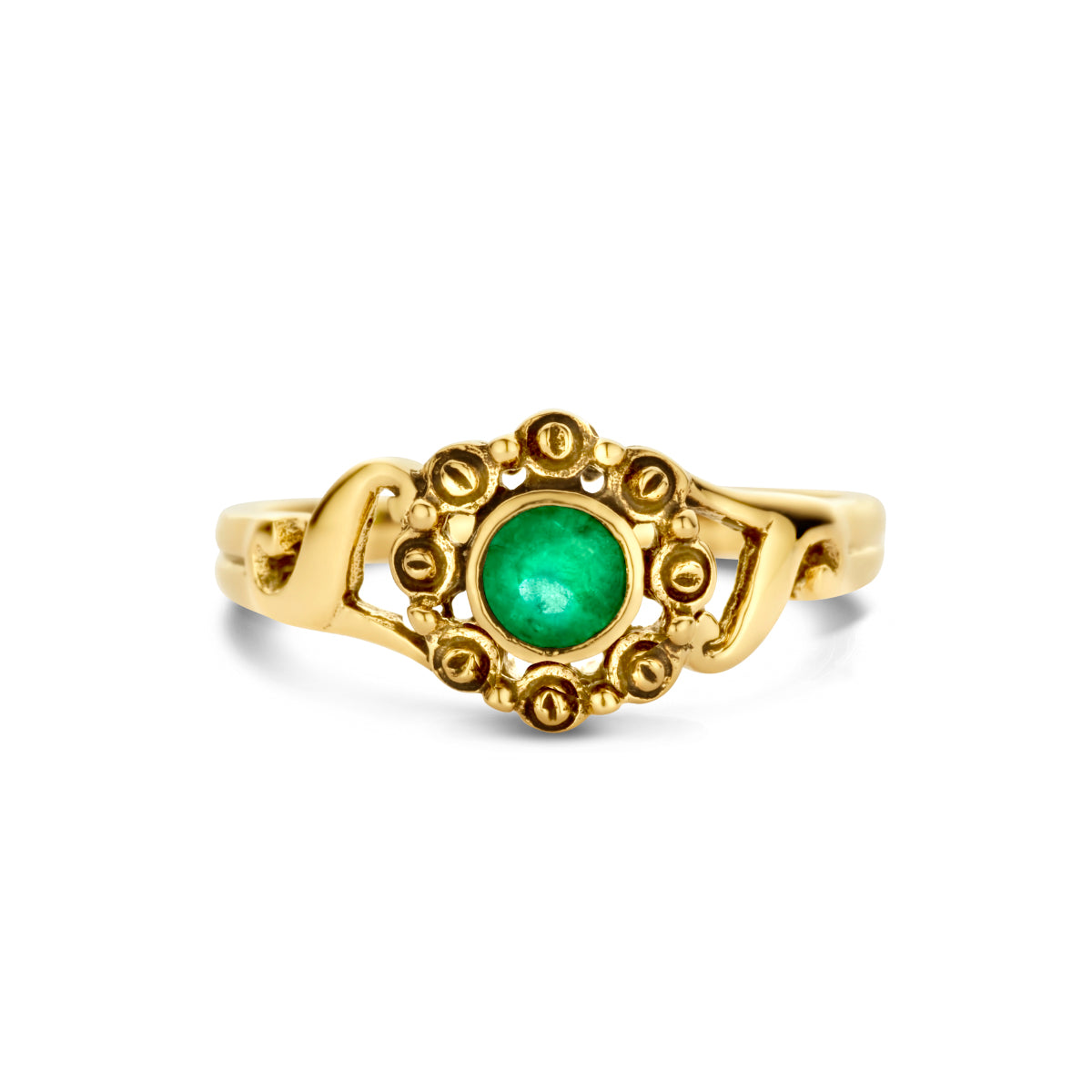 Vintage ring smaragd 14k geelgoud