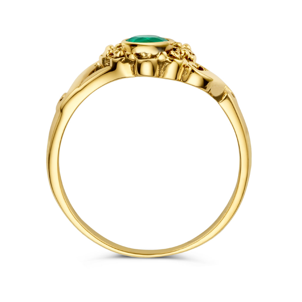 Vintage ring smaragd 14k geelgoud