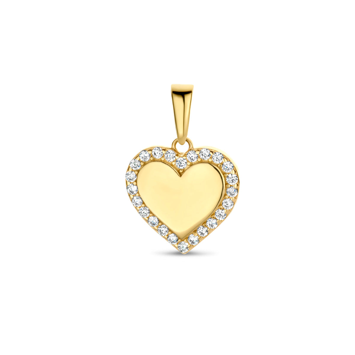 Hanger hart zirkonia 14k geelgoud
