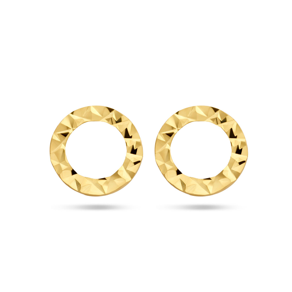 Oorknoppen rondje gediamanteerd 14k geelgoud