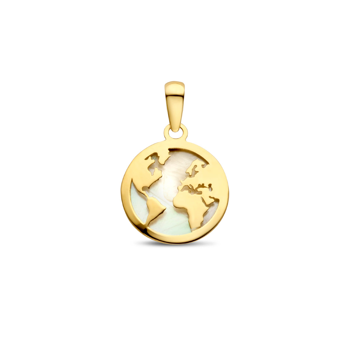 Hanger wereldbol parelmoer 14k geelgoud