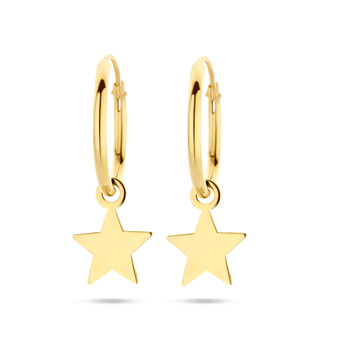 Oorringen ster 14k geelgoud