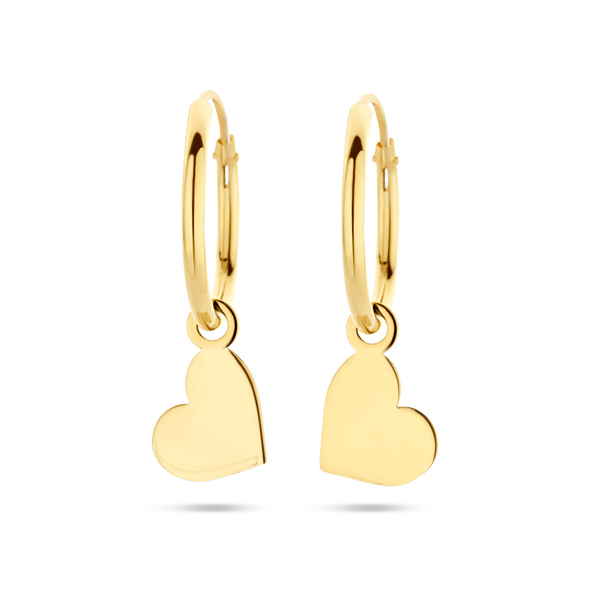 Oorringen hart 14k geelgoud