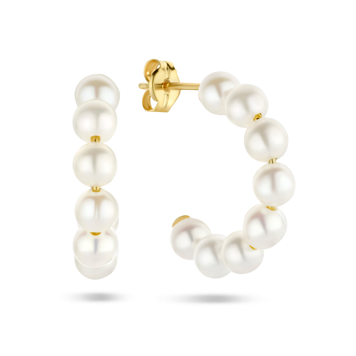 Stekeroorringen parel 14k geelgoud