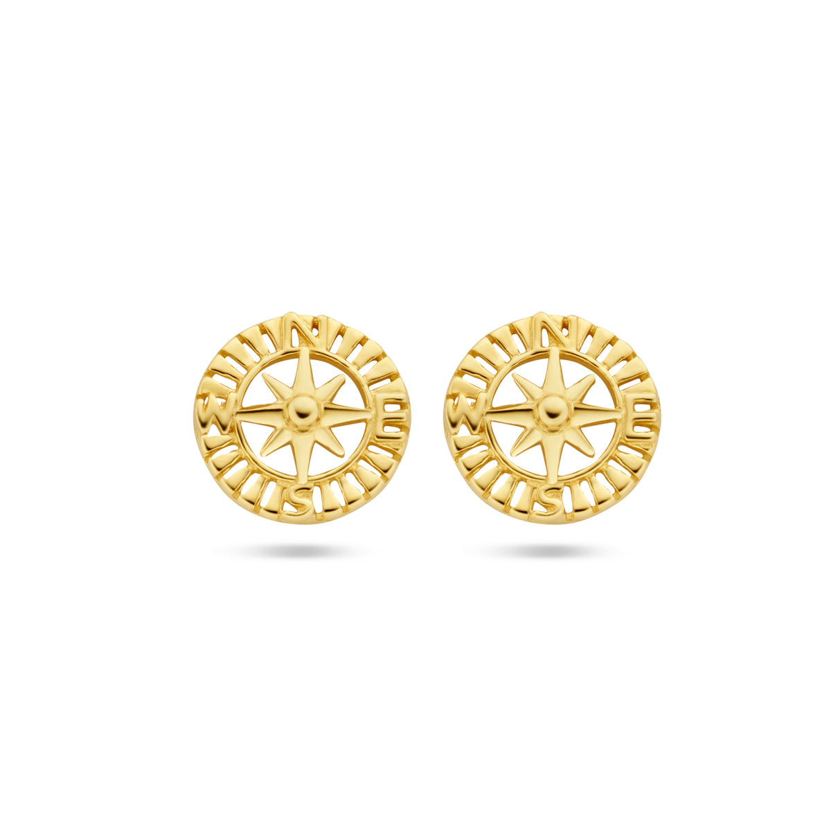Oorknoppen kompas 14k geelgoud