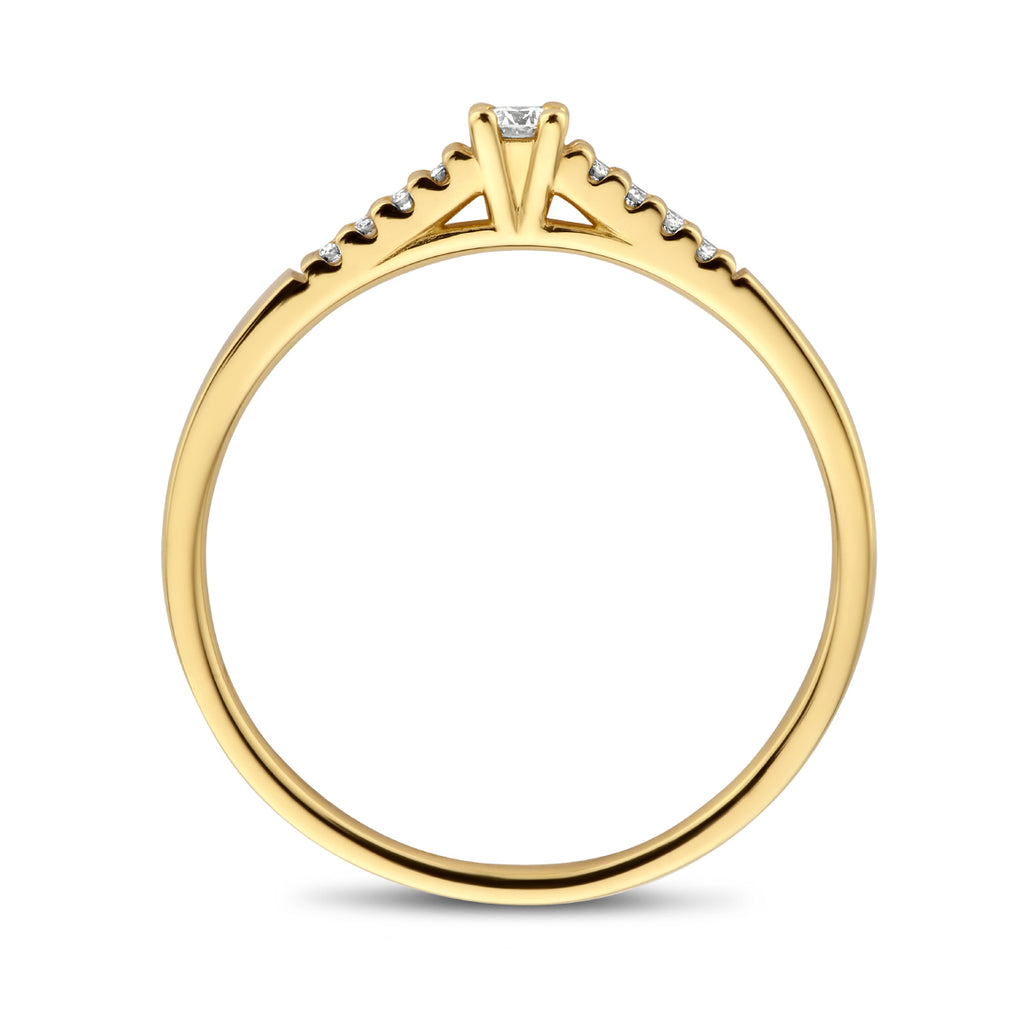Ring diamant 0.07ct h si 14k geelgoud