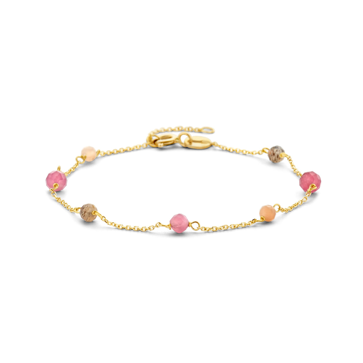 Armband toermalijn 16 - 18 cm 14k geelgoud