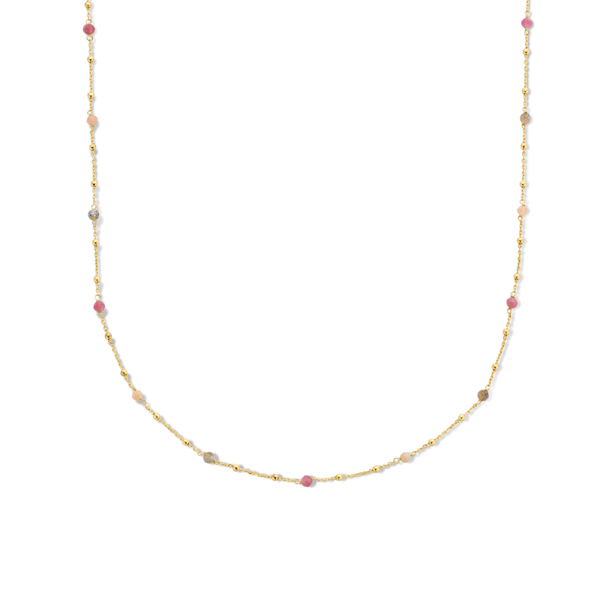 Collier toermalijn en bolletjes 40 - 42 - 44 cm 14k geelgoud