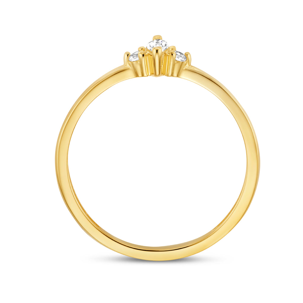 Ring trilogie zirkonia 14k geelgoud