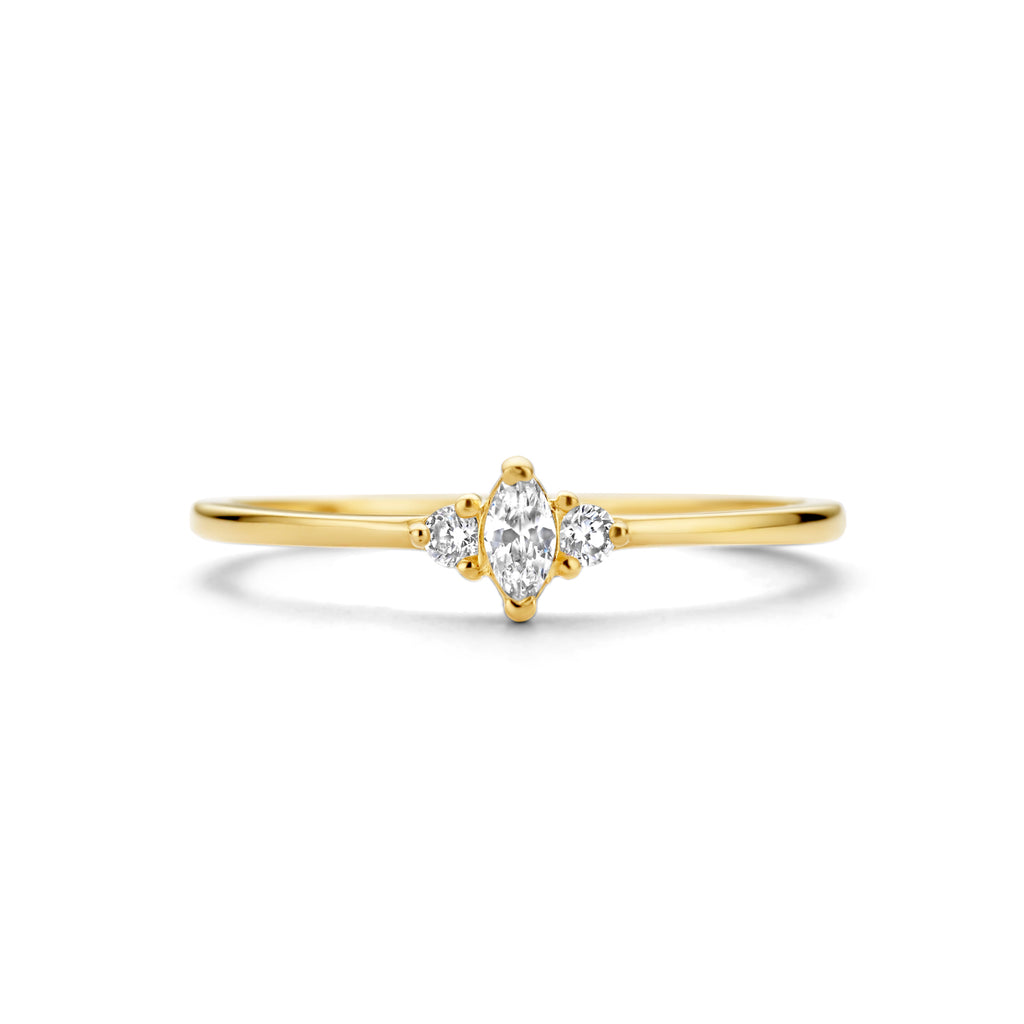 Ring trilogie zirkonia 14k geelgoud