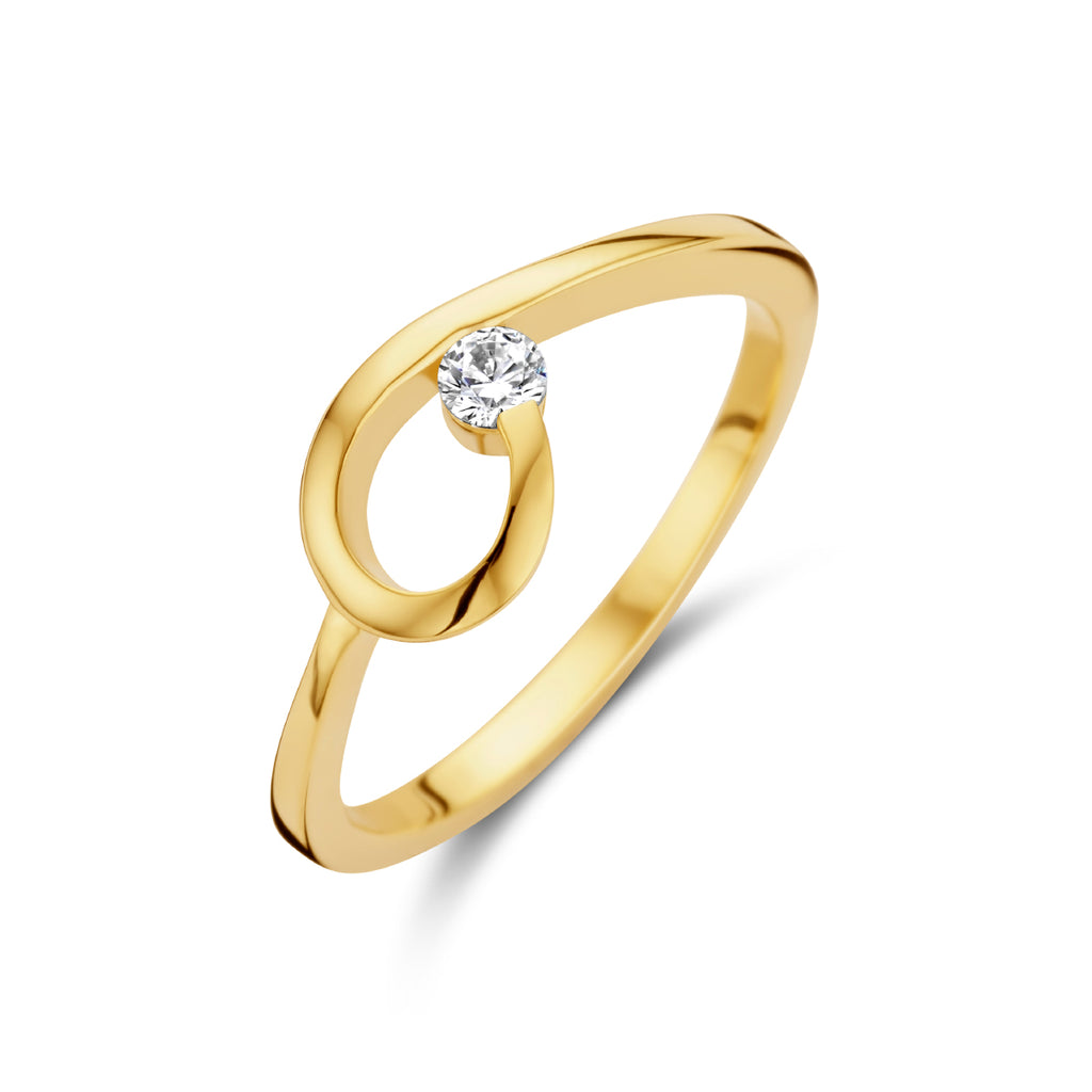 Ring zirkonia 14k geelgoud
