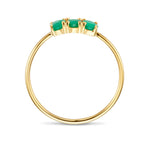 Ring trilogie smaragd 14k geelgoud