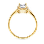 Ring zirkonia halo 14k geelgoud