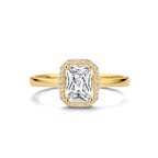 Ring zirkonia halo 14k geelgoud