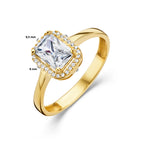 Ring zirkonia halo 14k geelgoud