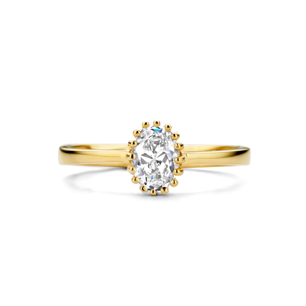 Ring zirkonia 14k geelgoud