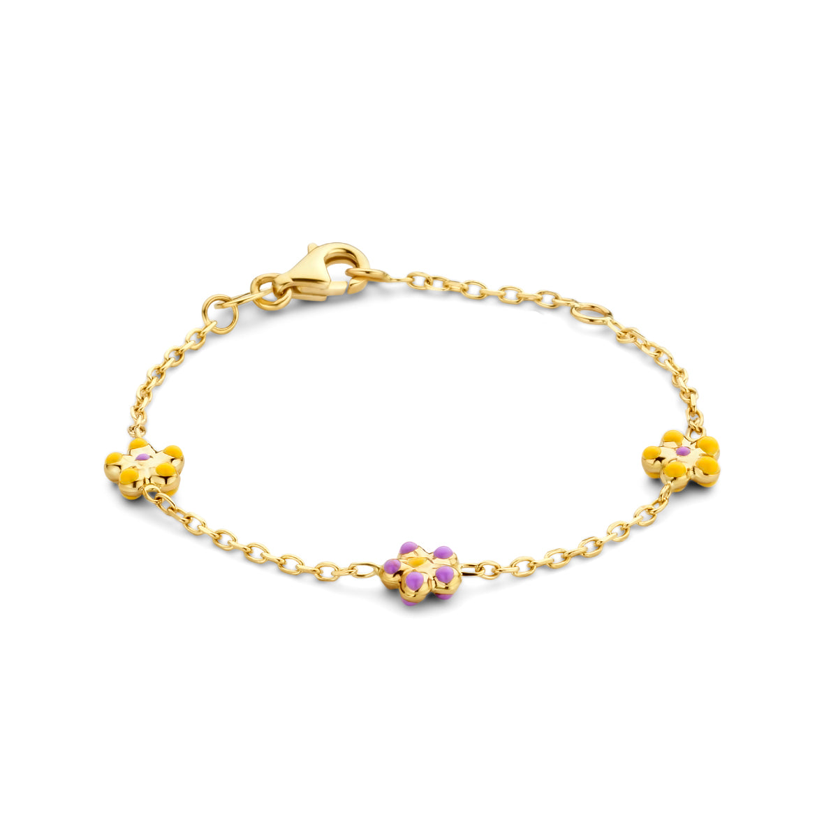 Armband bloemen 11 - 13 cm 14k geelgoud