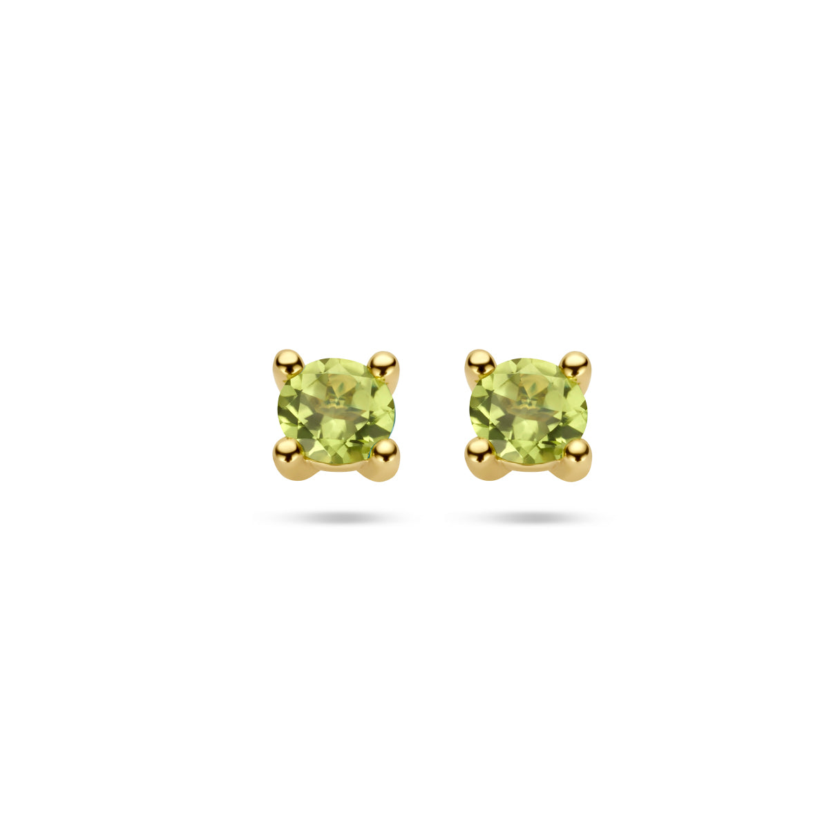 Oorknoppen peridot 14k geelgoud