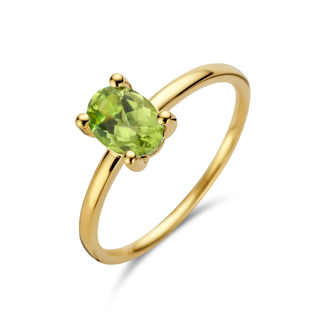 Ring peridot 14k geelgoud