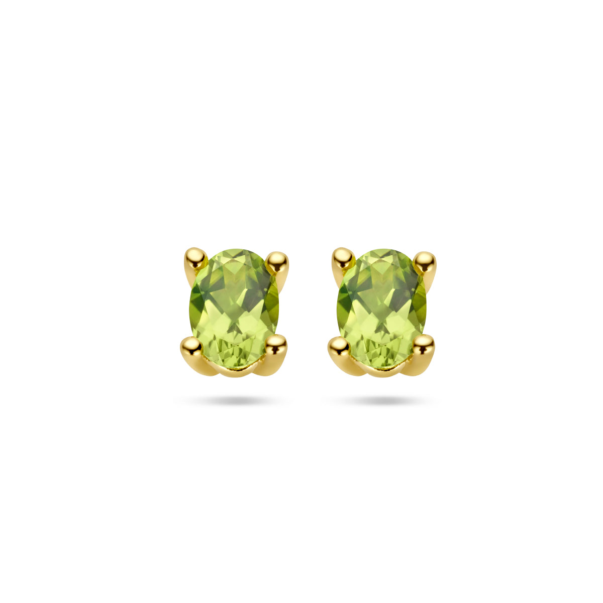 Oorknoppen peridot 14k geelgoud