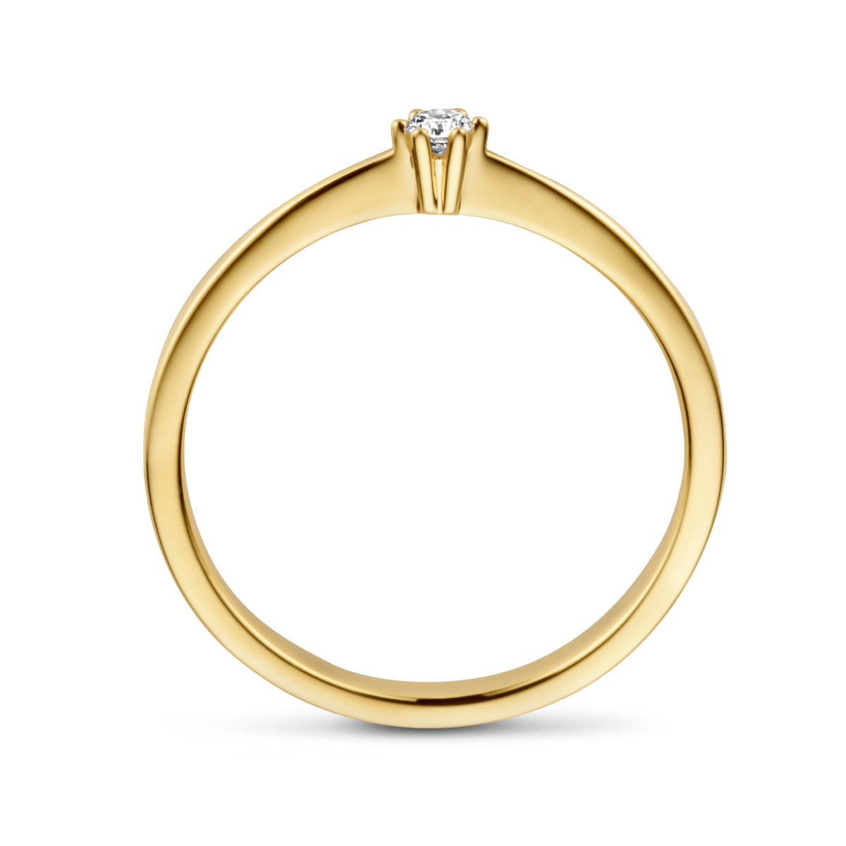Aanzoeksring diamant 0.05ct h si 14k geelgoud